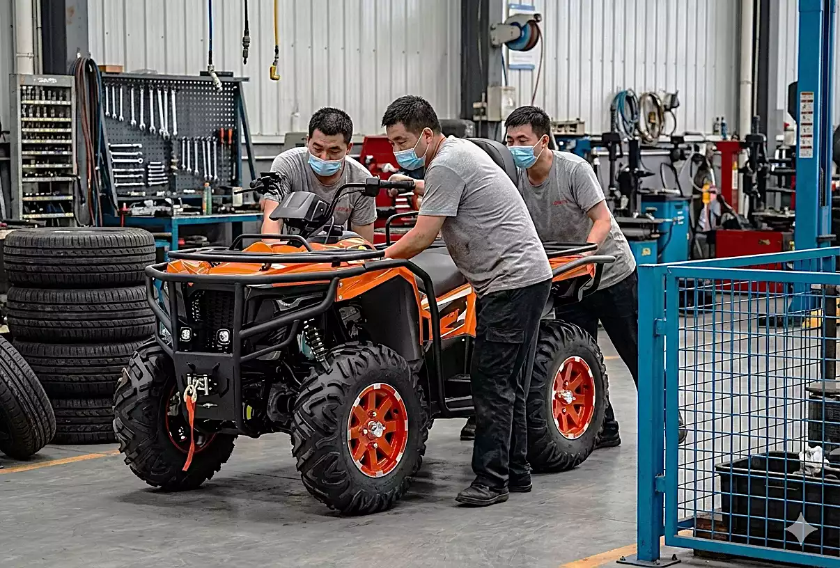 YKF MOTO quality inspection on the assembly line