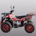 Red and black ATV quad bike side view