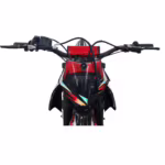Red and black dirt bike handlebars front view