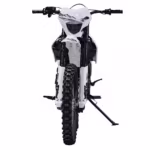 White dirt bike front view with knobby tire