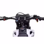 Motorcycle handlebars with controls and front suspension view