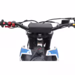 Motorcycle handlebar with red controls and black grips