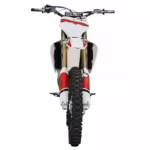 White and red dirt bike front view