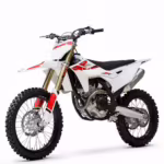 White and red motocross dirt bike studio shot