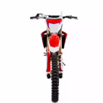Red and white dirt bike front view
