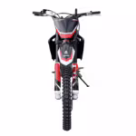 Front view of black and red dirt bike