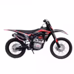 Black and red dirt bike motorcycle side view