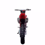 Red dirt bike rear view with knobby tire