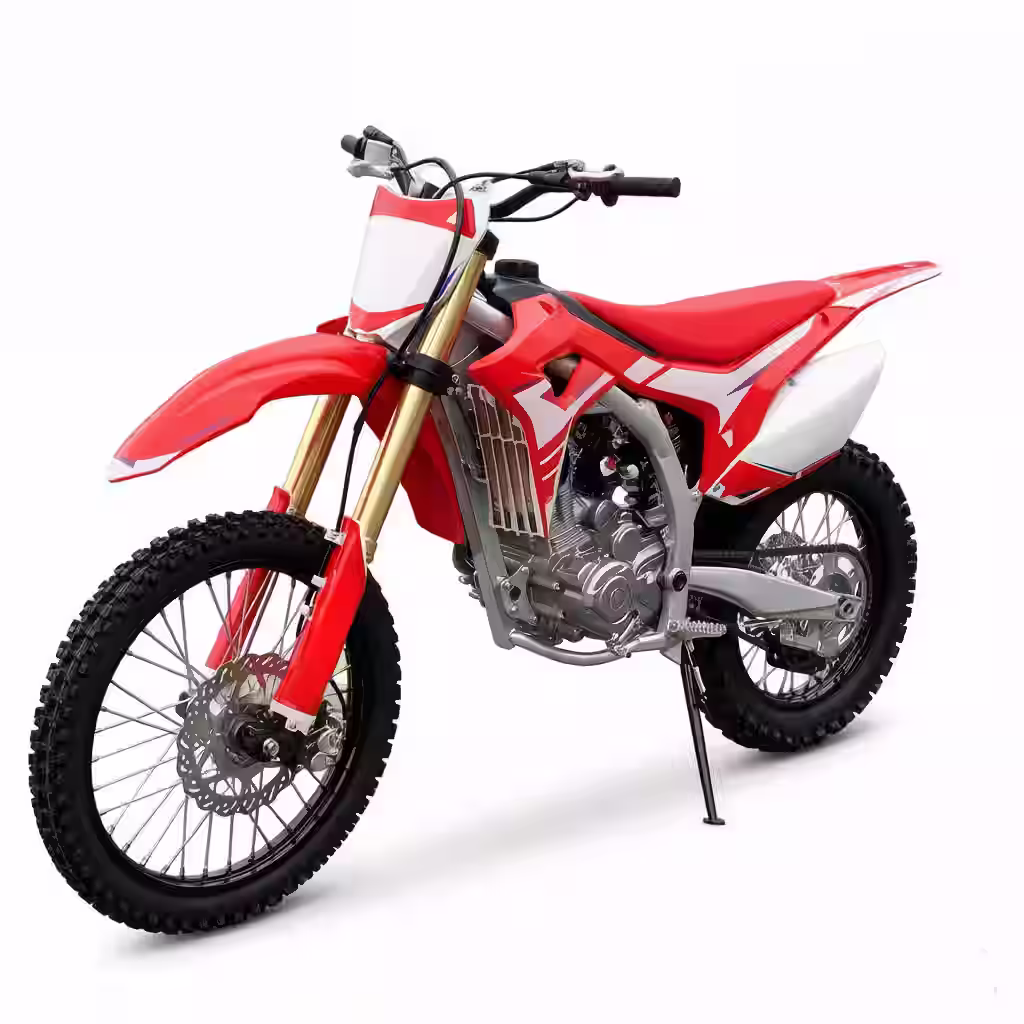 Red and white dirt bike motorcycle