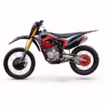 Black and red YKF dirt bike with gold forks
