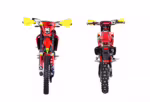 Red dirt bike front and rear view
