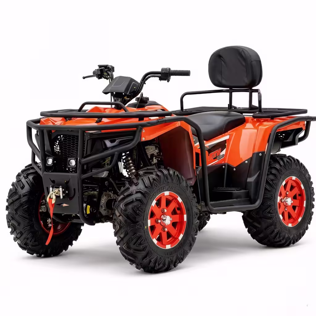 YKF-BD 350 350cc four wheeler orange 4x4 ATV with black frame and red wheels