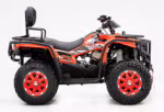 Quadriciclo ATV 350 laranja e preto, vista lateral.