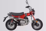 Red Dax mini motorcycle side view studio shot