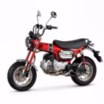 Red Dax mini motorcycle side view