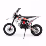 White and red MEGA dirt bike side view