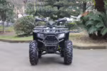 Black utility ATV with front bumper and large tires