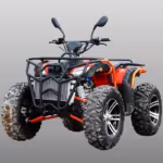 Orange and black ATV quad bike front view