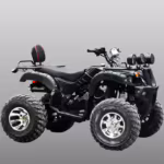 Black ATV quad bike with dual headlights