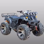 Black ATV quad bike with four front lights
