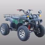 Green and black ATV quad bike with front rack