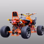 Orange sport ATV quad bike rear view