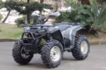 Gray utility ATV with front rack and off-road tires