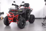 Black and red ATV quad bike with LED light bar