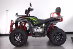 Black and green ATV with red frame accents