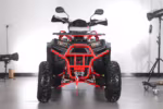 Red and black ATV front view with LED light bar