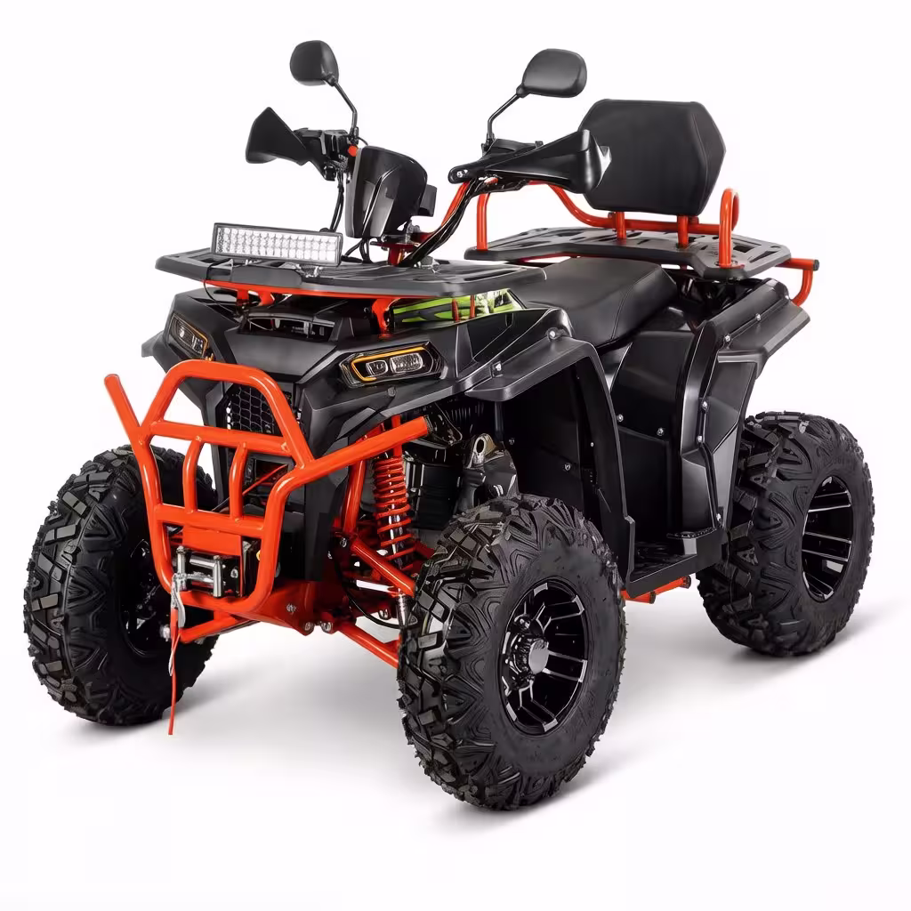 YKF-DTL II 200cc adult atv black and orange off-road quad with LED light bar