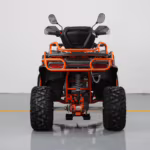 Rear view of orange and black ATV quad bike