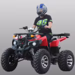 Piloto en quad ATV rojo