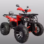 Red utility ATV with front rack and winch