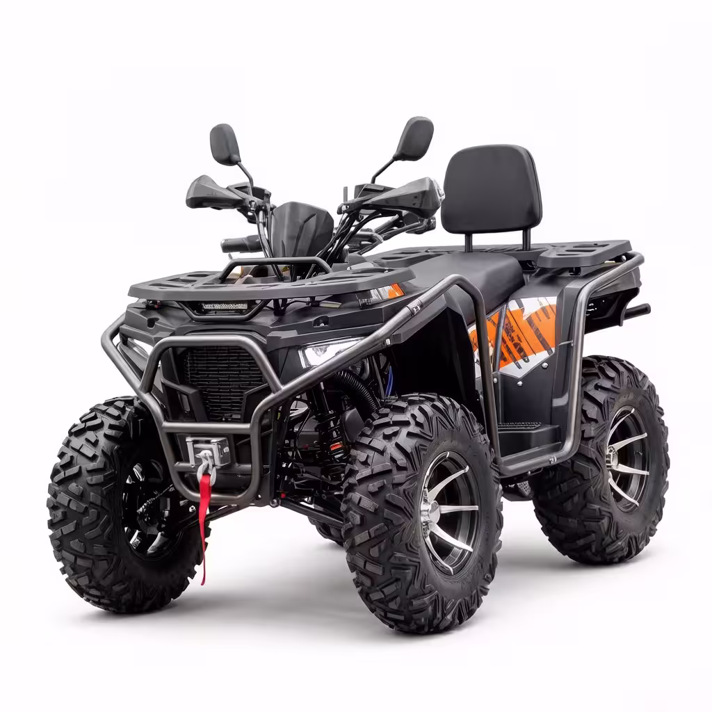 YKF-F1 200 cvt atv black and orange adult quad bike with winch