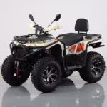 ATV 300cc beige y negro con gráficos naranjas