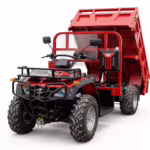 Red utility ATV with hydraulic dump bed