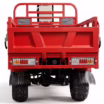 Red cargo three-wheeler rear view with tail lights