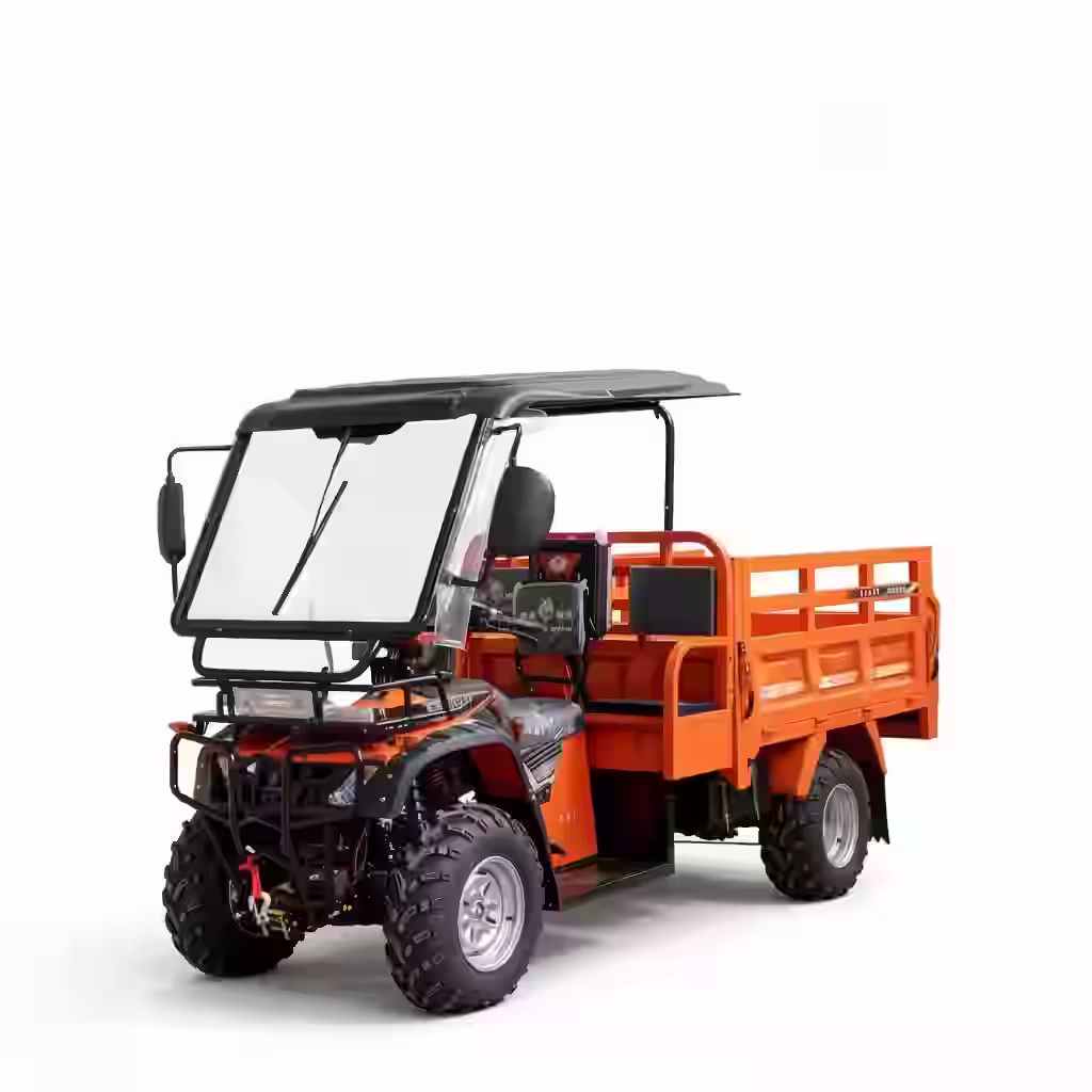 YKF-FT05 work atv orange 400cc 4WD utility quad with cargo bed and roof