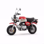 Red and white mini motorcycle side view