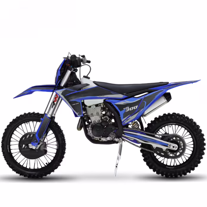 YKF-K1 YBS300 azul, vista lateral da moto de motocross