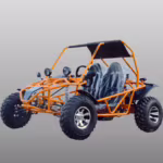 Buggy laranja de dois lugares com gaiola de proteção