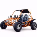 Go-kart off-road laranja com gaiola e capota