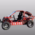 Red GTR300 off-road dune buggy side view
