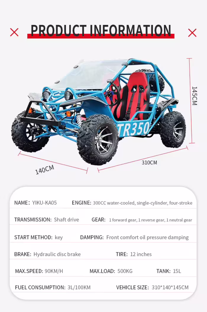Buggy de dunas YIKU-KA05 de 300 cc con especificaciones