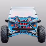 Blue off-road go-kart front view with roll cage