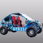 Blue GTR350 off-road go-kart with red seats