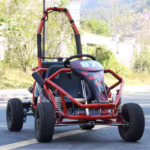 Red off-road go-kart with roll cage