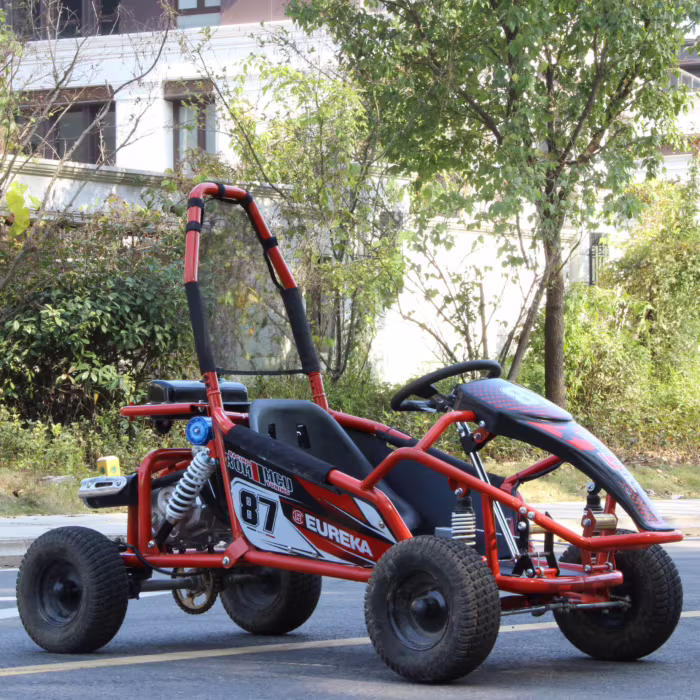 Kart todoterreno rojo con jaula antivuelco