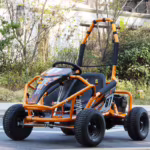 Orange off-road go-kart with roll cage